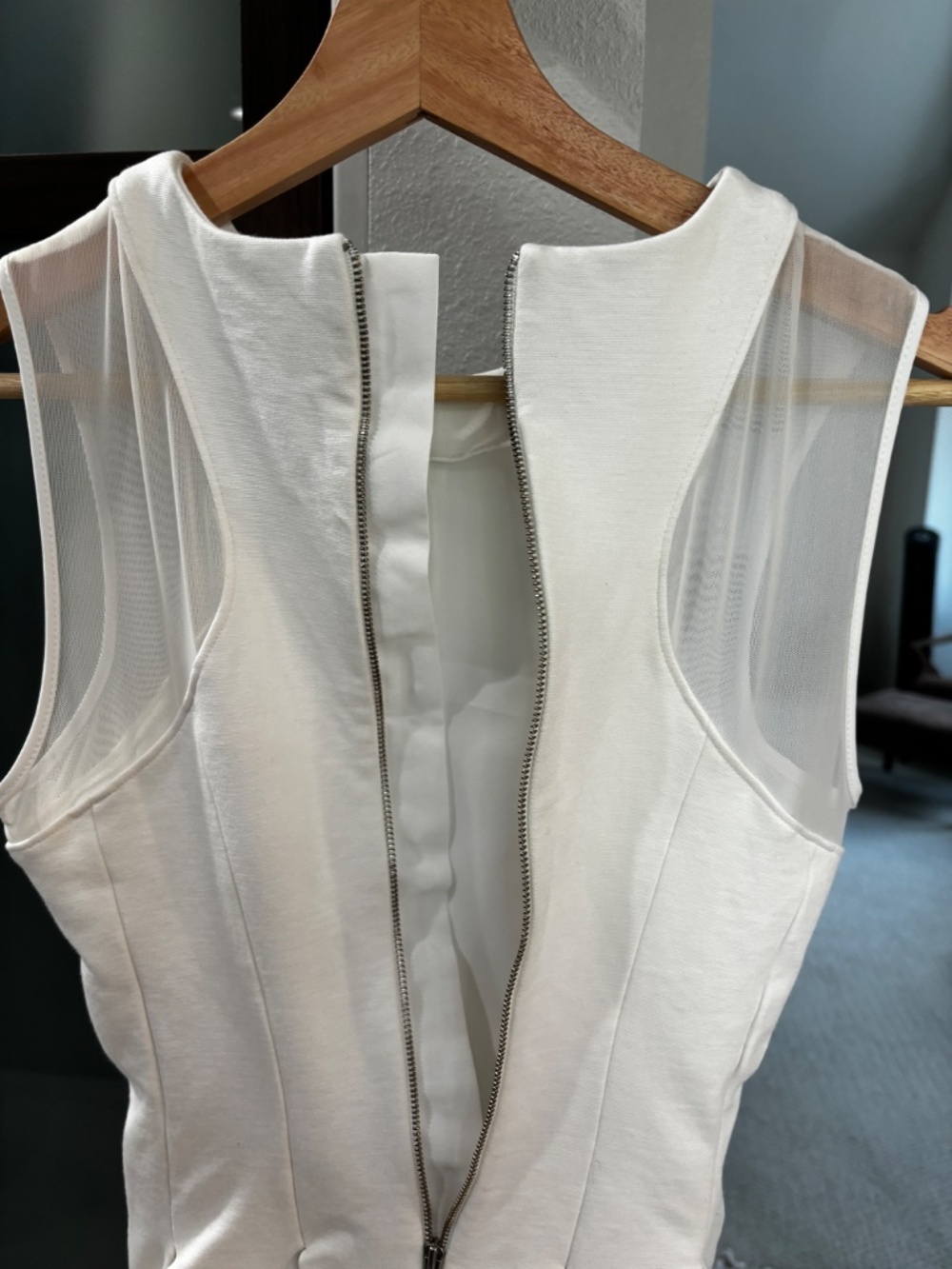 Banana Republic Mesh Ponte Fit & Flare Mini Dress - White Size 2P - Picture 11 of 14